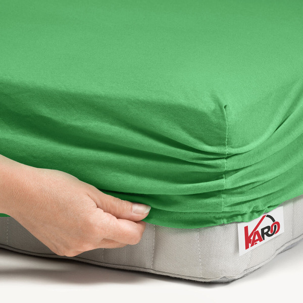 Prześcieradło jersey z gumką 70x140 zielone groszkowe KARO
