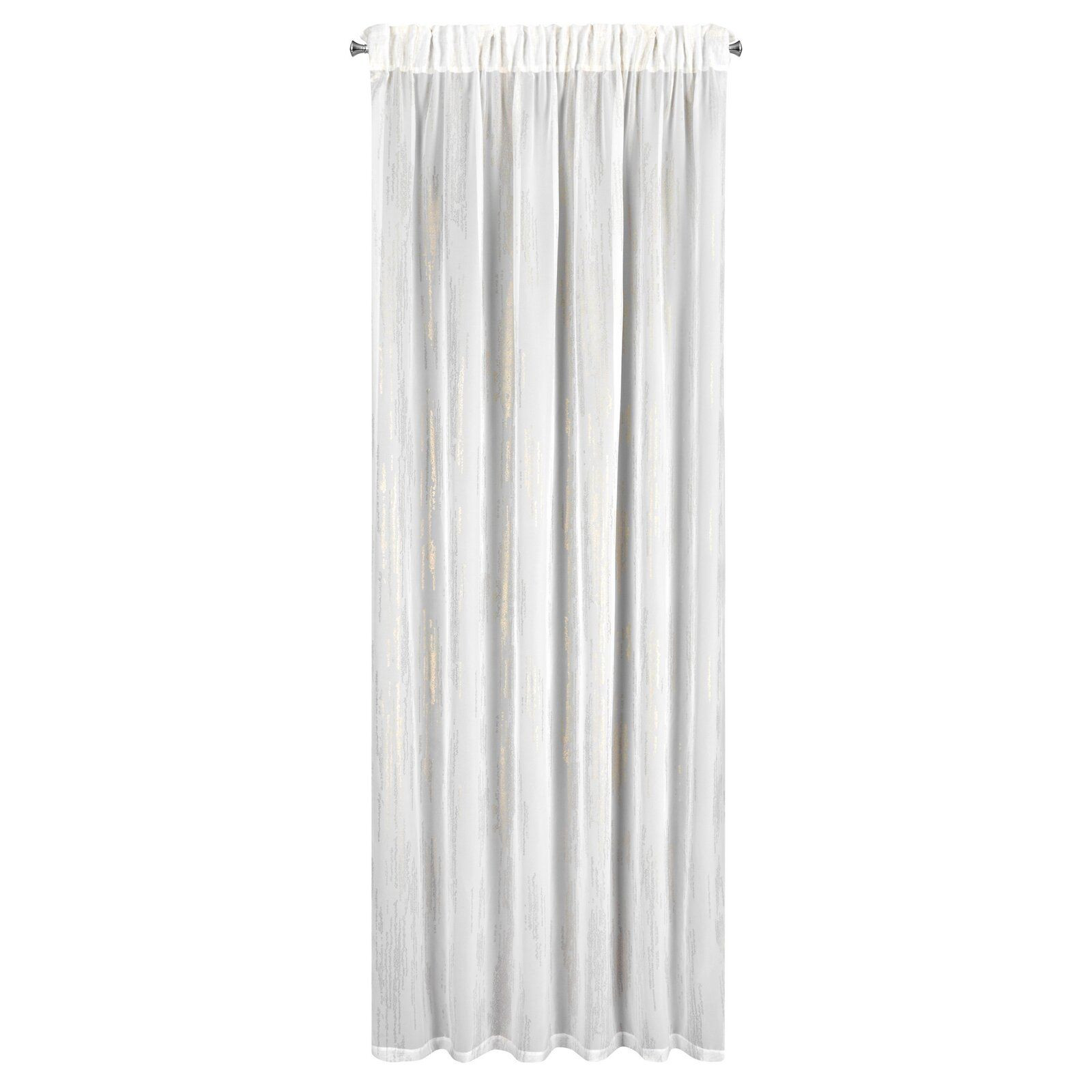 Firana ASTRA 140x270 cm biała szyfonowa taśma z błyszczącym nadrukiem