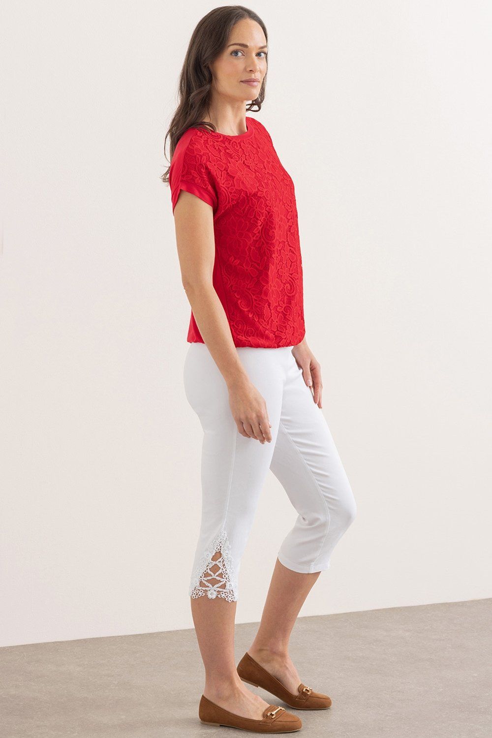 Klass. Lace And Jersey Short Sleeve Top