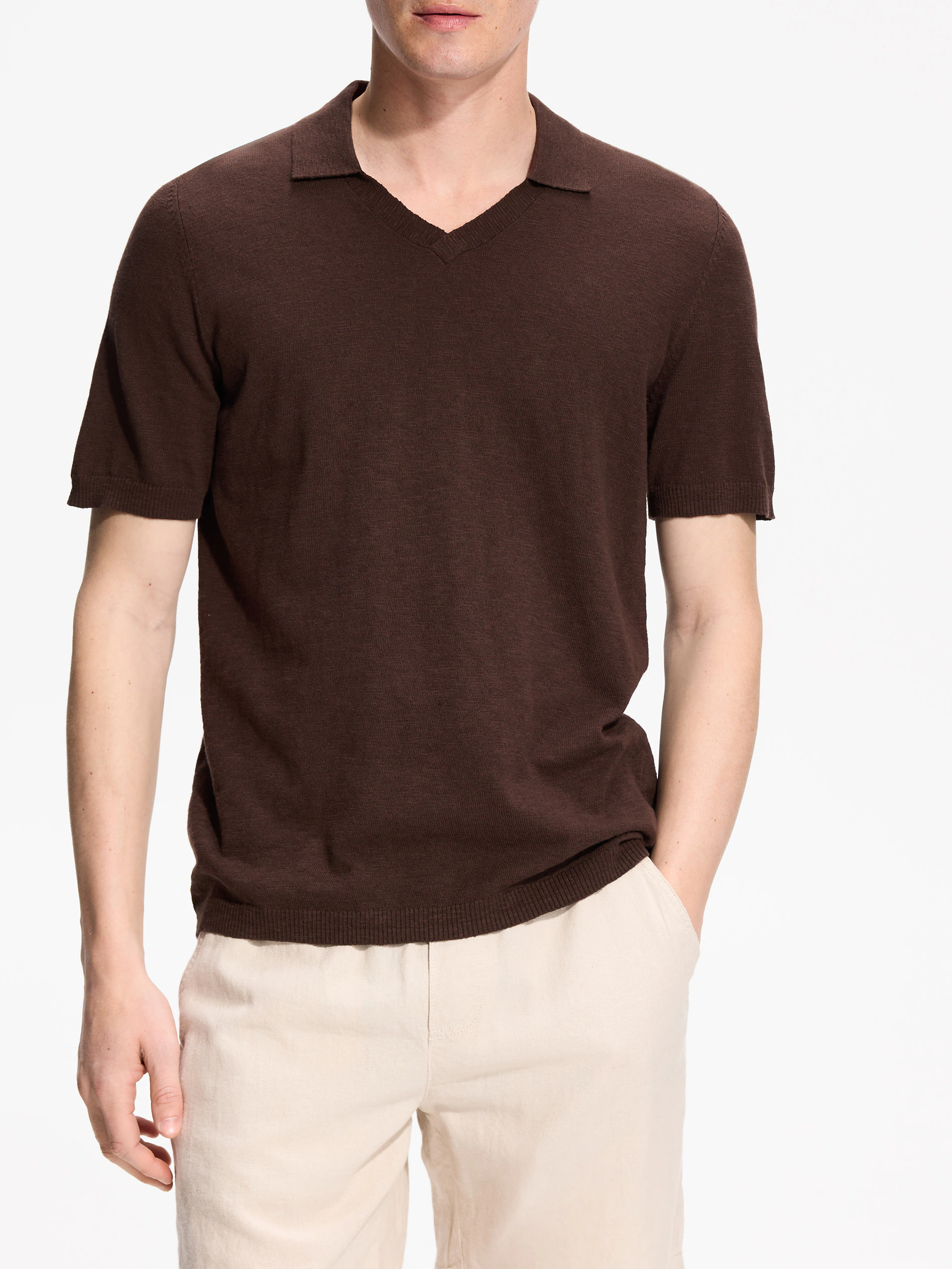 Sweter polo z dodatkiem lnu