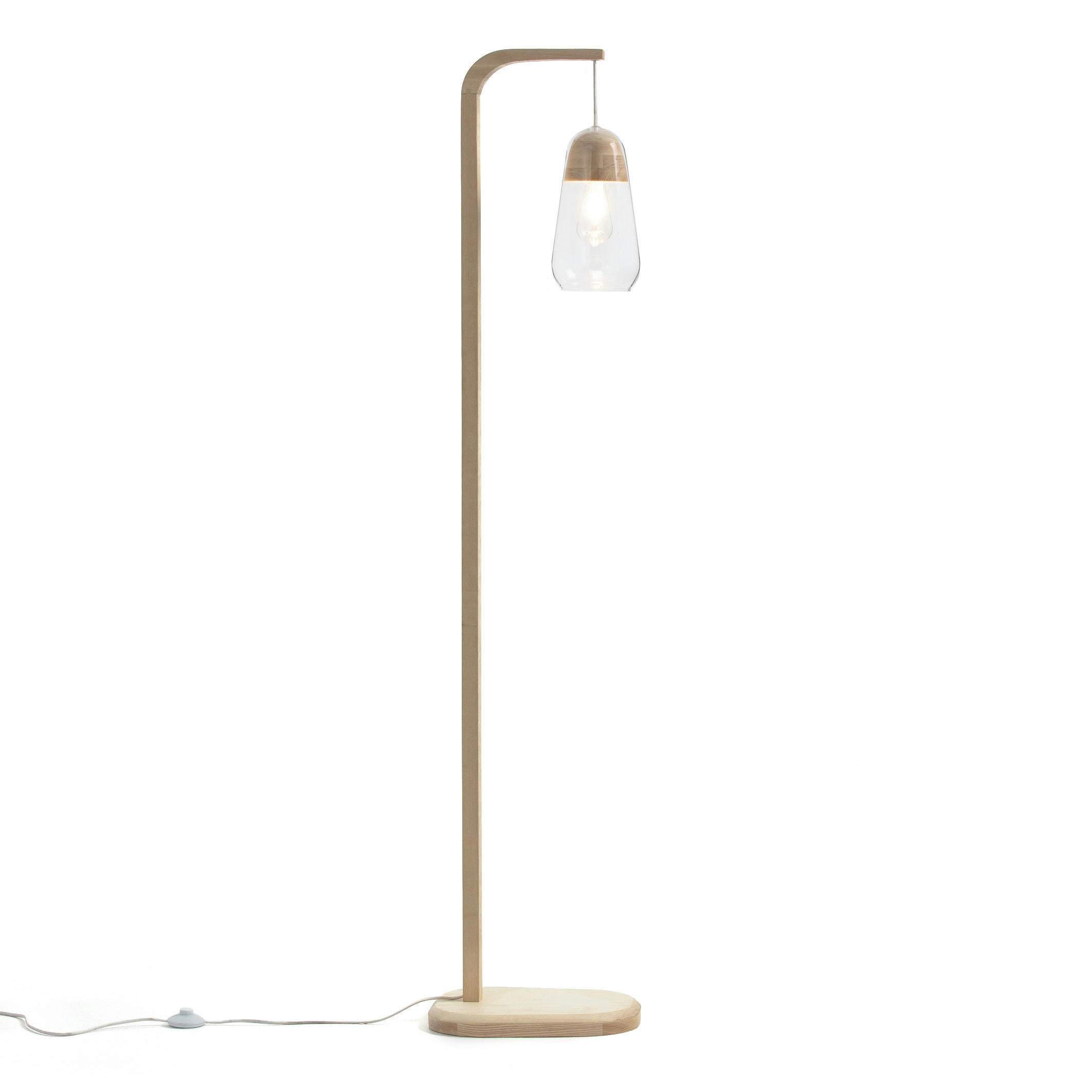 Lampadaire verre et bois Nasoa