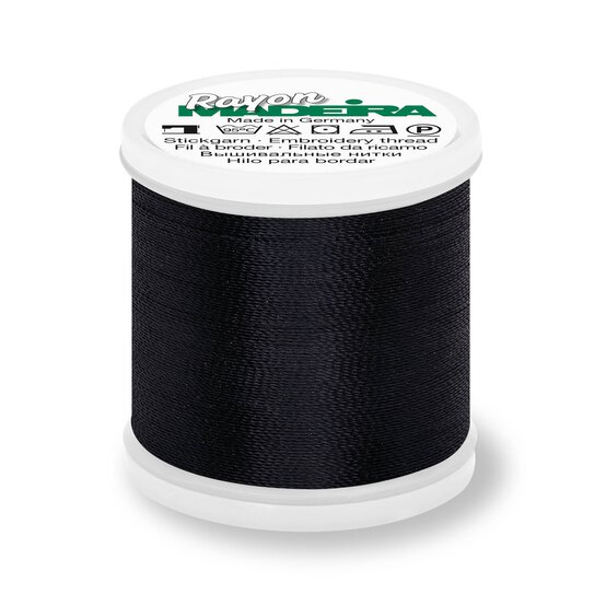 Madeira Black Rayon 40 Thread 200m (1000)
