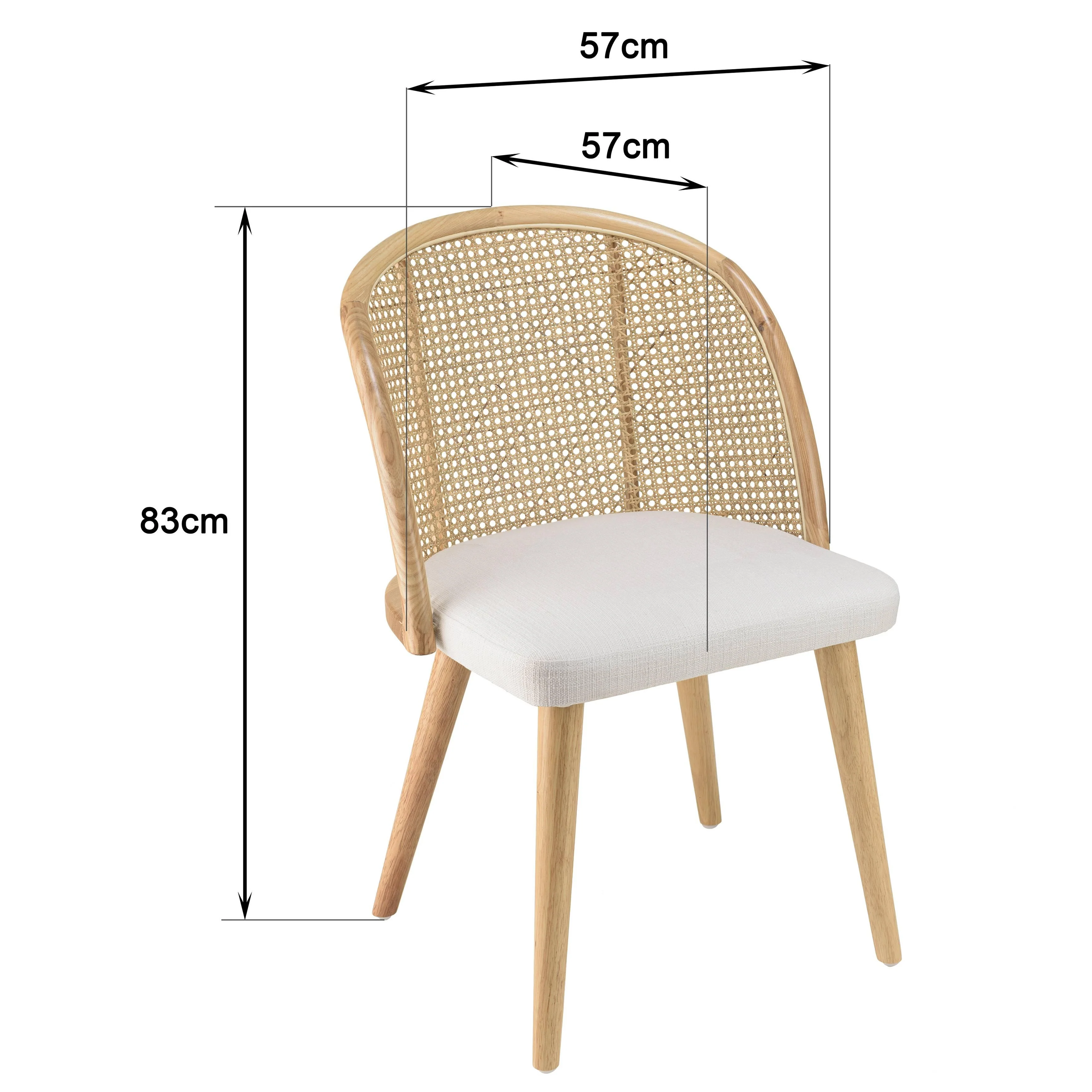 Eetkamerstoel Agathe rattan met bouclé