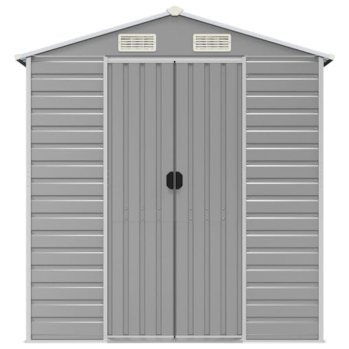 NNEVL Garden Shed Light Grey 191x385x198 cm Galvanised Steel
