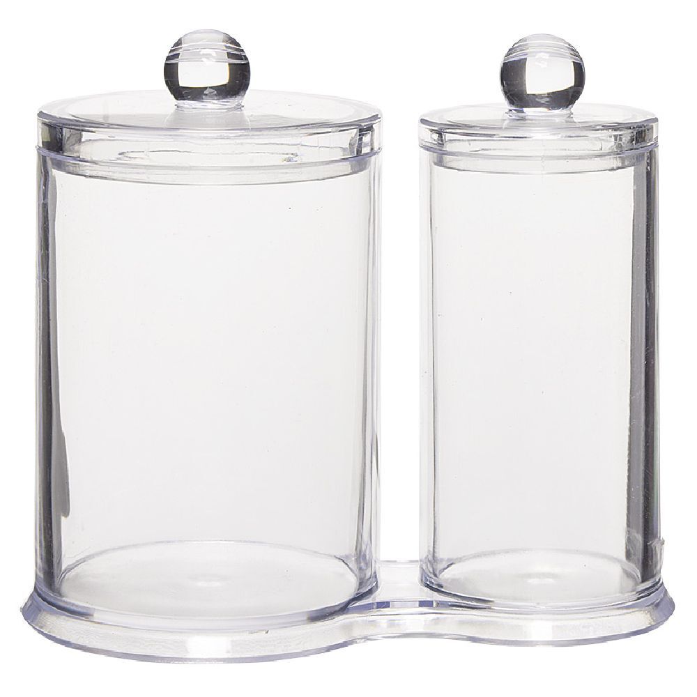 Range disques et coton tige en plastique transparent