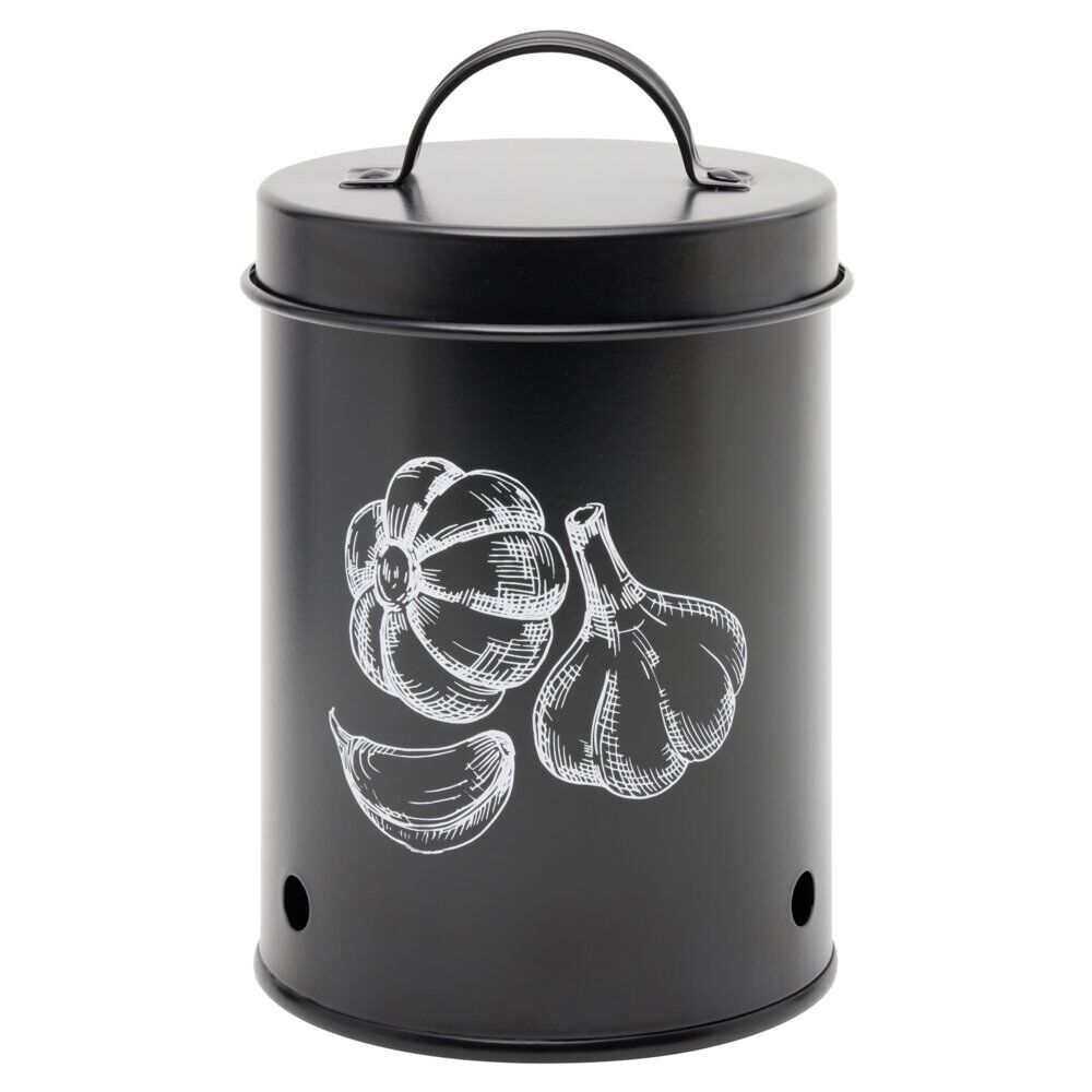 BoÎte de conservation pour ail en métal noir