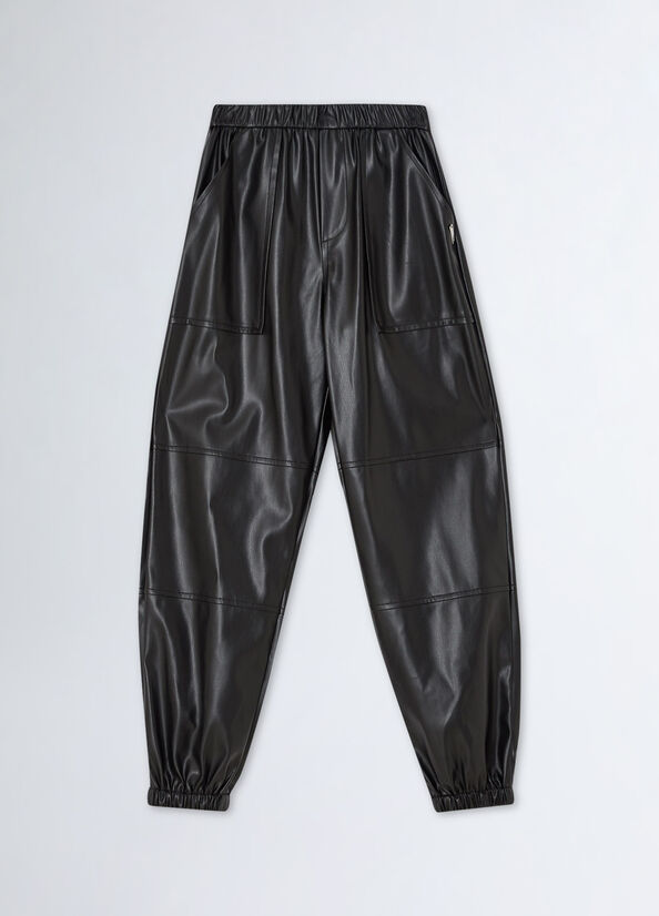 Pantaloni jogging in tessuto spalmato