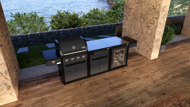 Coleman Revolution&trade; 4 Burner Kitchen with Cupboard and Fridge Modules- Black Matte