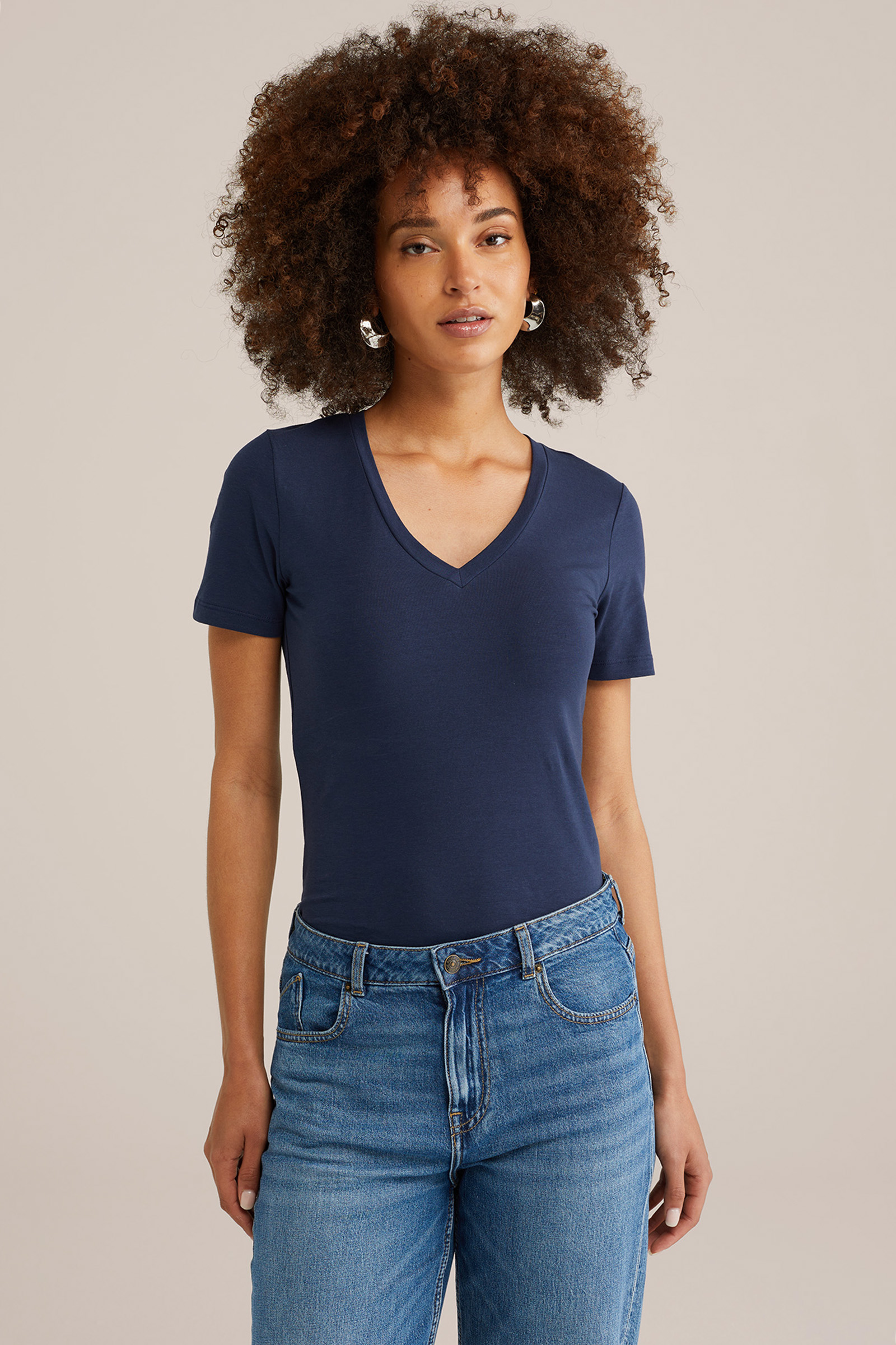 Dames T-shirt met V-hals