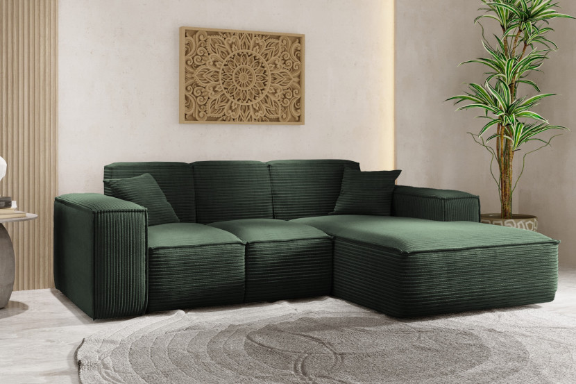 Narożnik w kształcie L SIENA, Sofa, Tkanina Poso, Zielony, Prawy