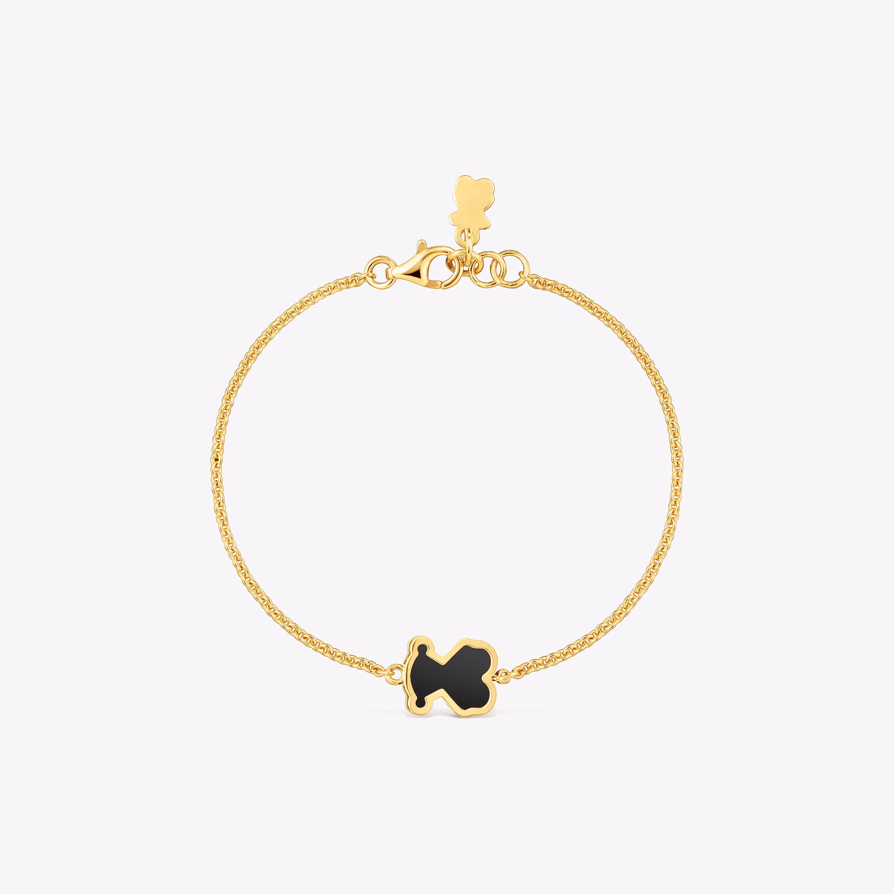 Pulsera con baño de oro 18 kt sobre plata y metacrilato negro Galaxy