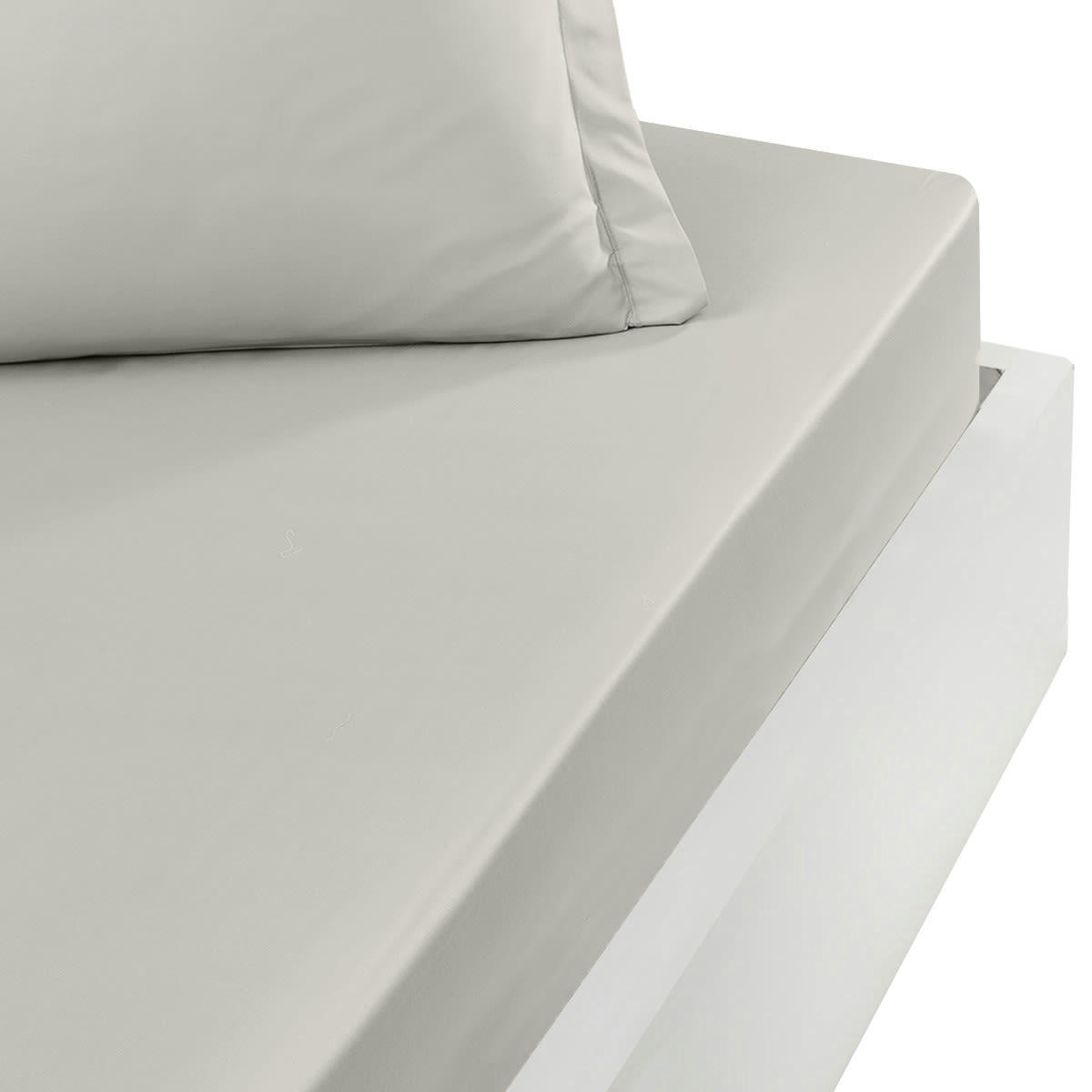 SOFT PERCALE - Drap housse en percale bonnet 40cm Gris Perle 140x200 cm