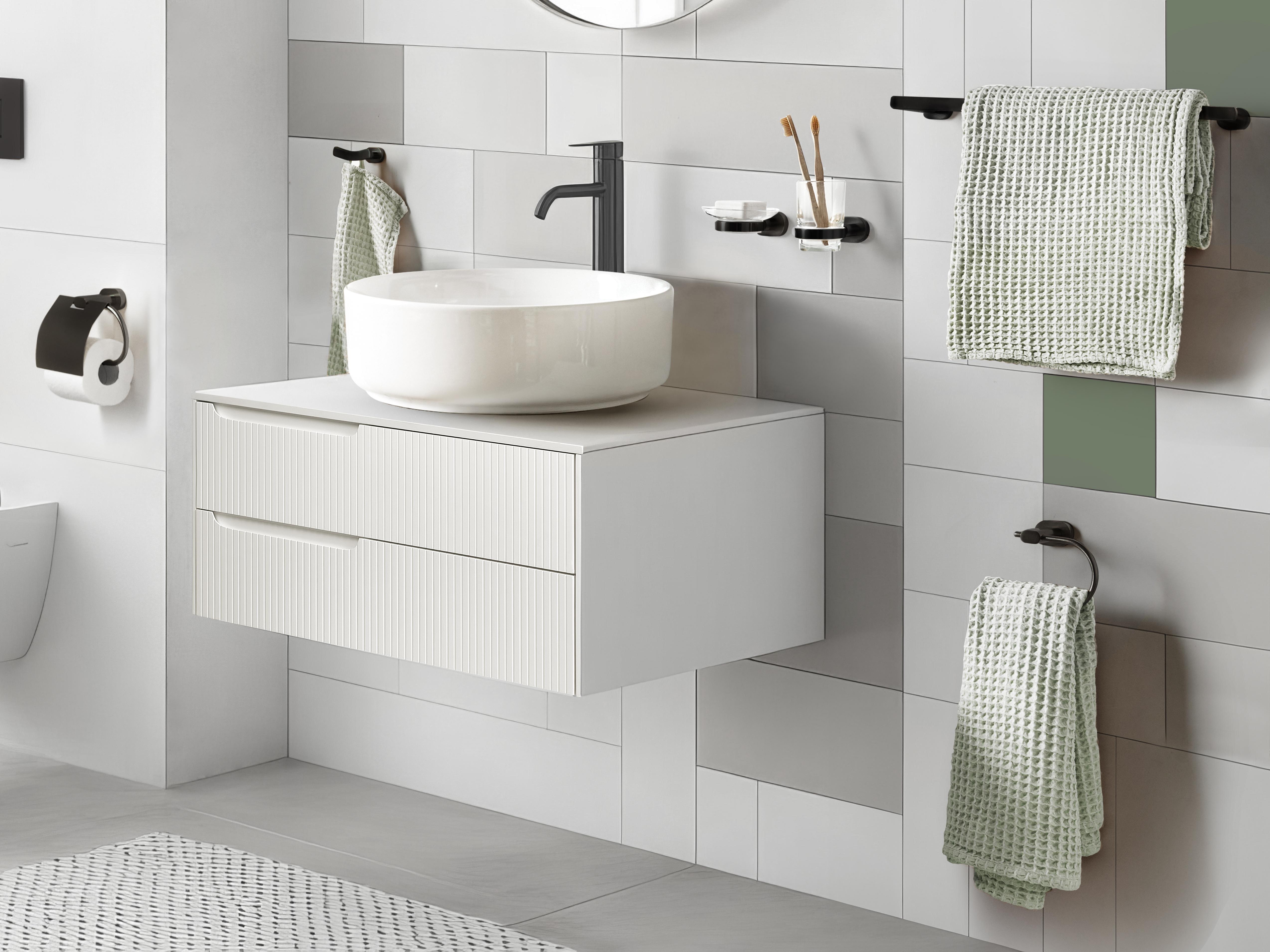 6-Piece Bathroom Hardware Set TOCOPILLA with Towel Bars and Hooks Black