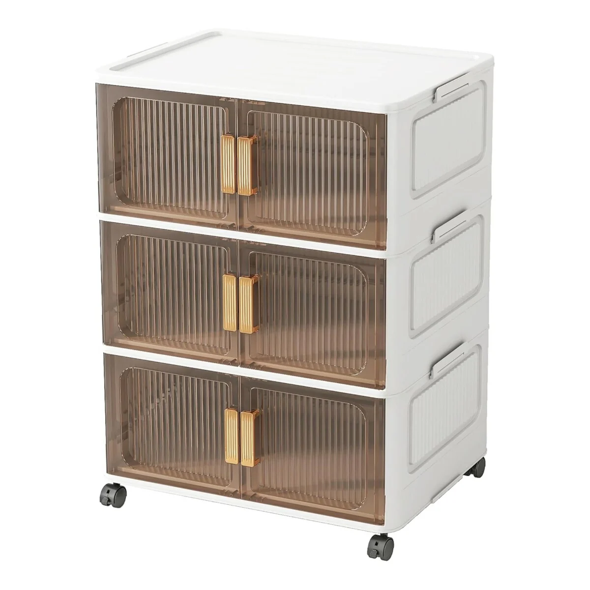 Stackable Closet Organizer Collapsible Storage Bins with Lids Organizer with Wheels for Home, Kitchen, Office