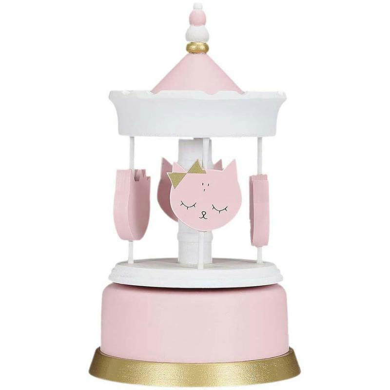 - Carroussel musical en bois pour enfant rose - chats