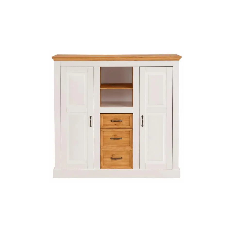 Selma - Dressoir met 2 deuren en 3 laden in wit gebeitst grenen