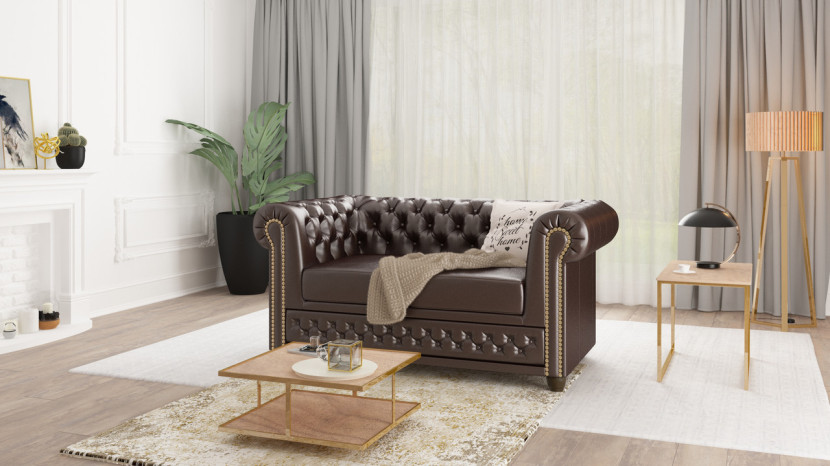Ropez Chesterfield York sofa 2 osobowa pikowana ekoskóraMg14