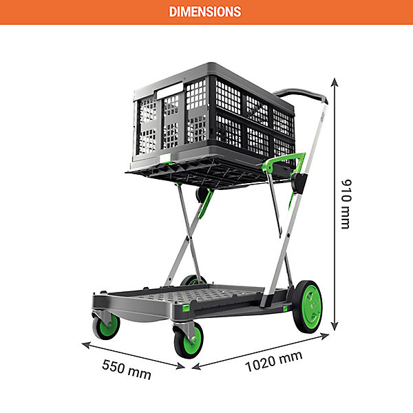 Chariot pliant - Commerce, collectivité et entrepôt - Caisse pliable 45L - Charge max 60kg - 805010691