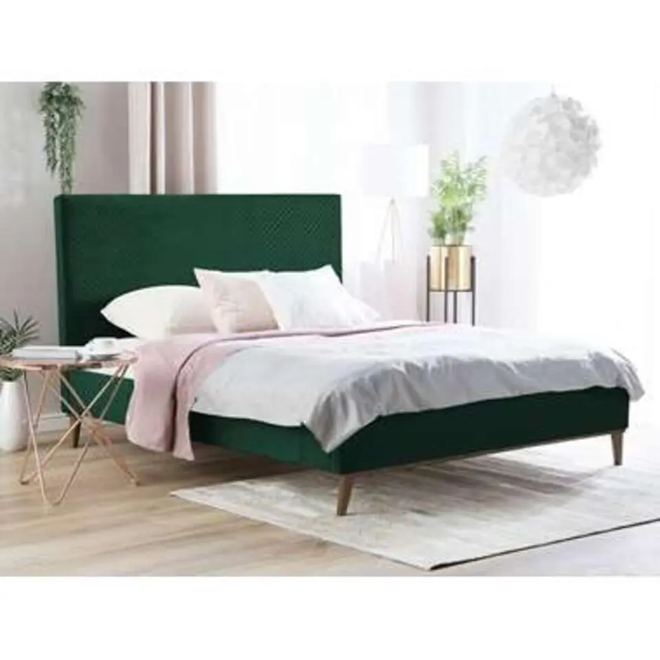 BAYONNE - Tweepersoonsbed - Groen - 160 x 200 cm - Fluweel