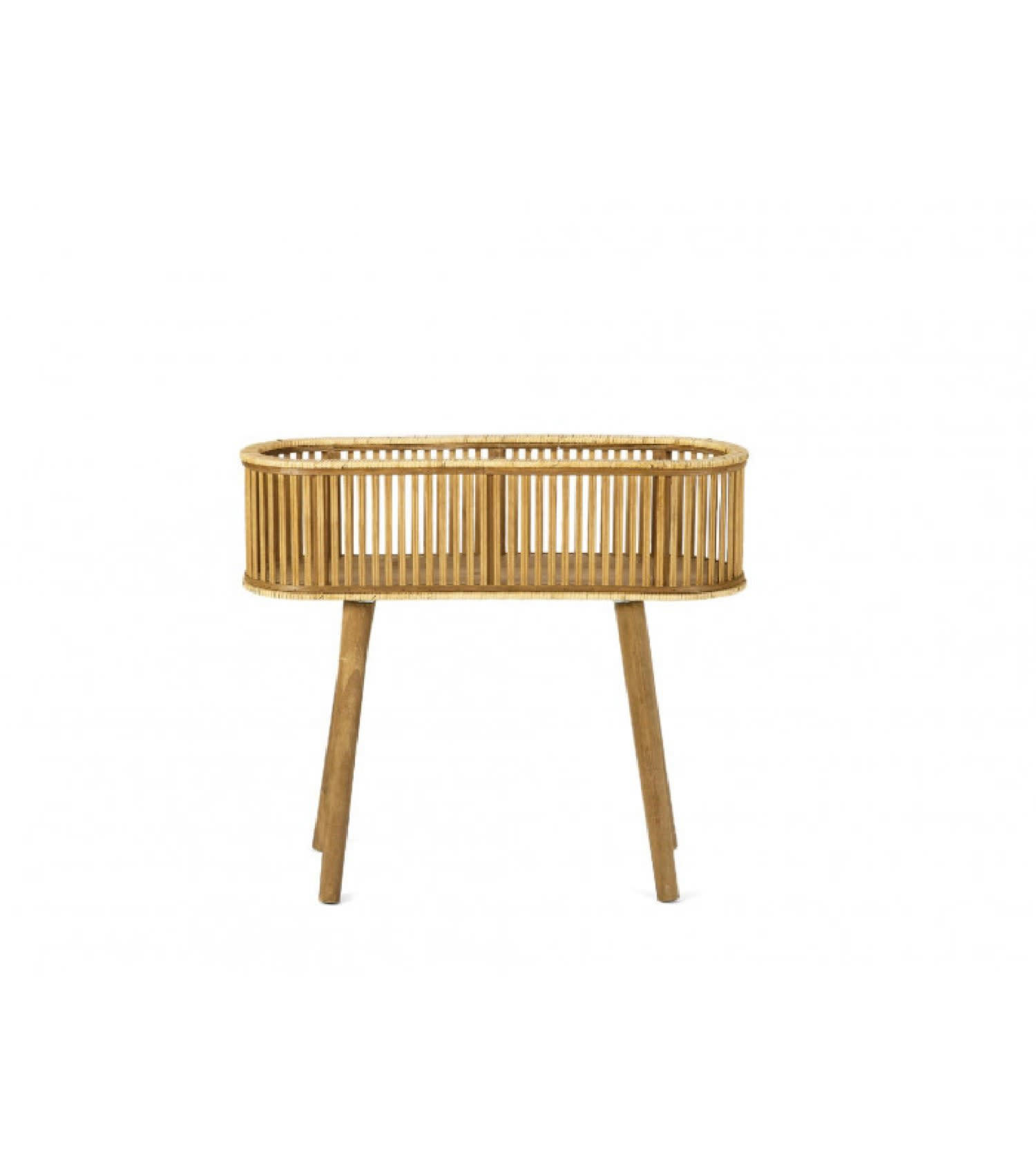 BAMBOU - Support pot plante en rotin et bambou