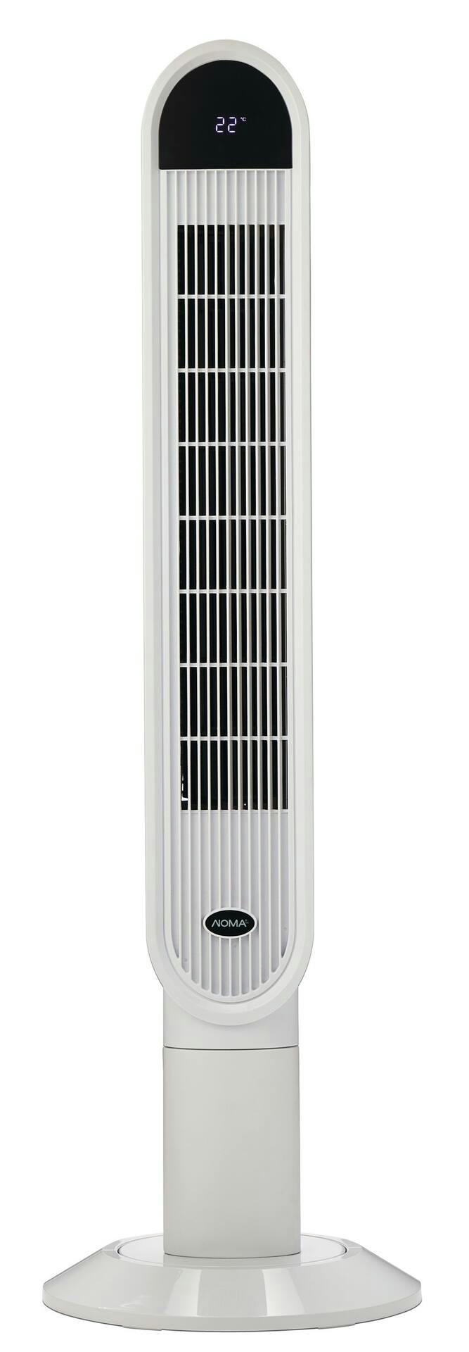 NOMA Oscillating Tower Fan w/Remote Control, 3-Speed, White, 46-in