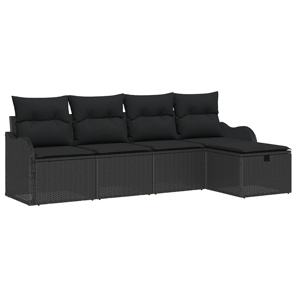 Zestaw Mebli Ogrodowych Komplet Wypoczynkowy Czarny Na Taras Ogród Rattan