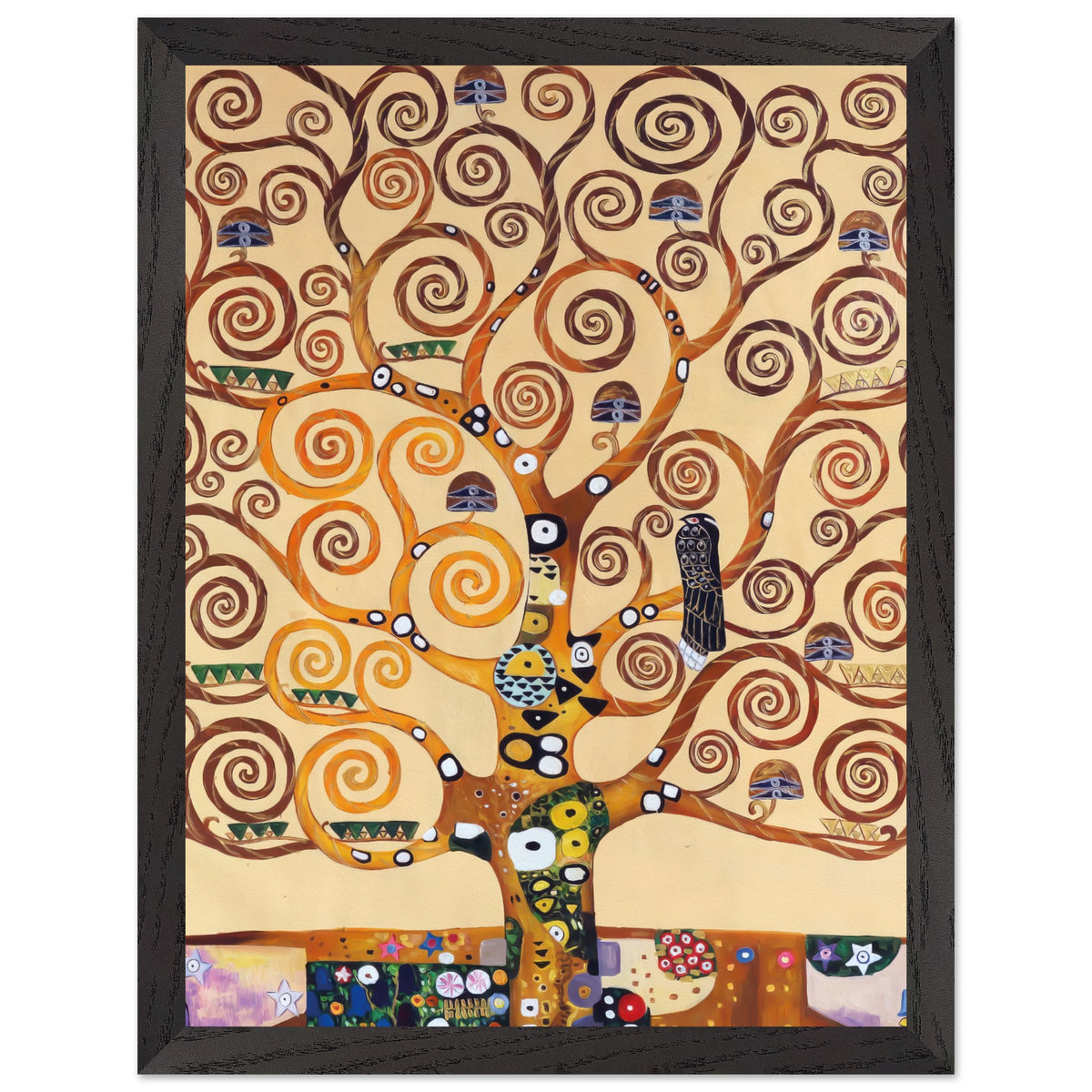 Artfulprints Poster met Lijst Gustav Klimt - Tree of life  - 30x40 cm - Geel