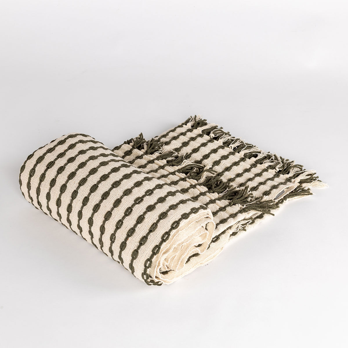 Manta ELM bege e verde 130x160cm