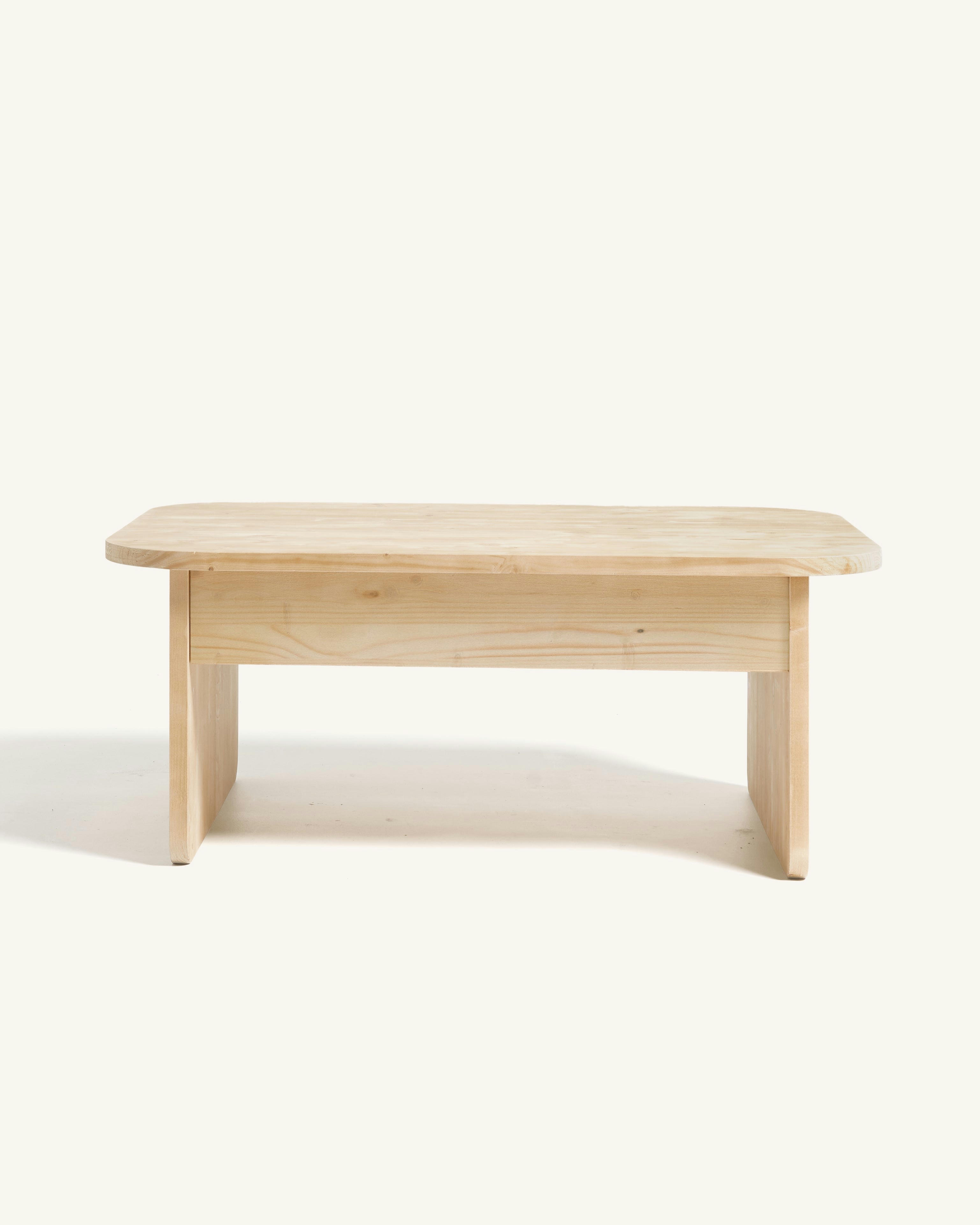 PALMIRA - Table basse élévatrice en bois de sapin en couleur beige