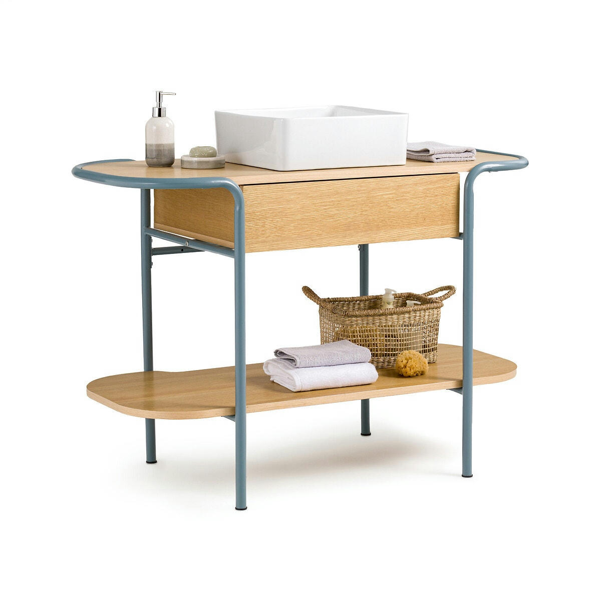 Meuble sous vasque chêne et métal acier, Oniw