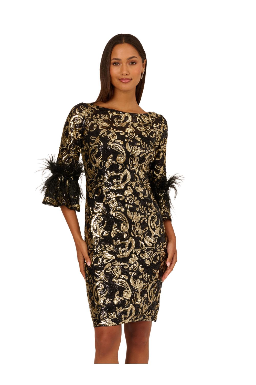 Adrianna Papell Sequin Emb Midi Dress