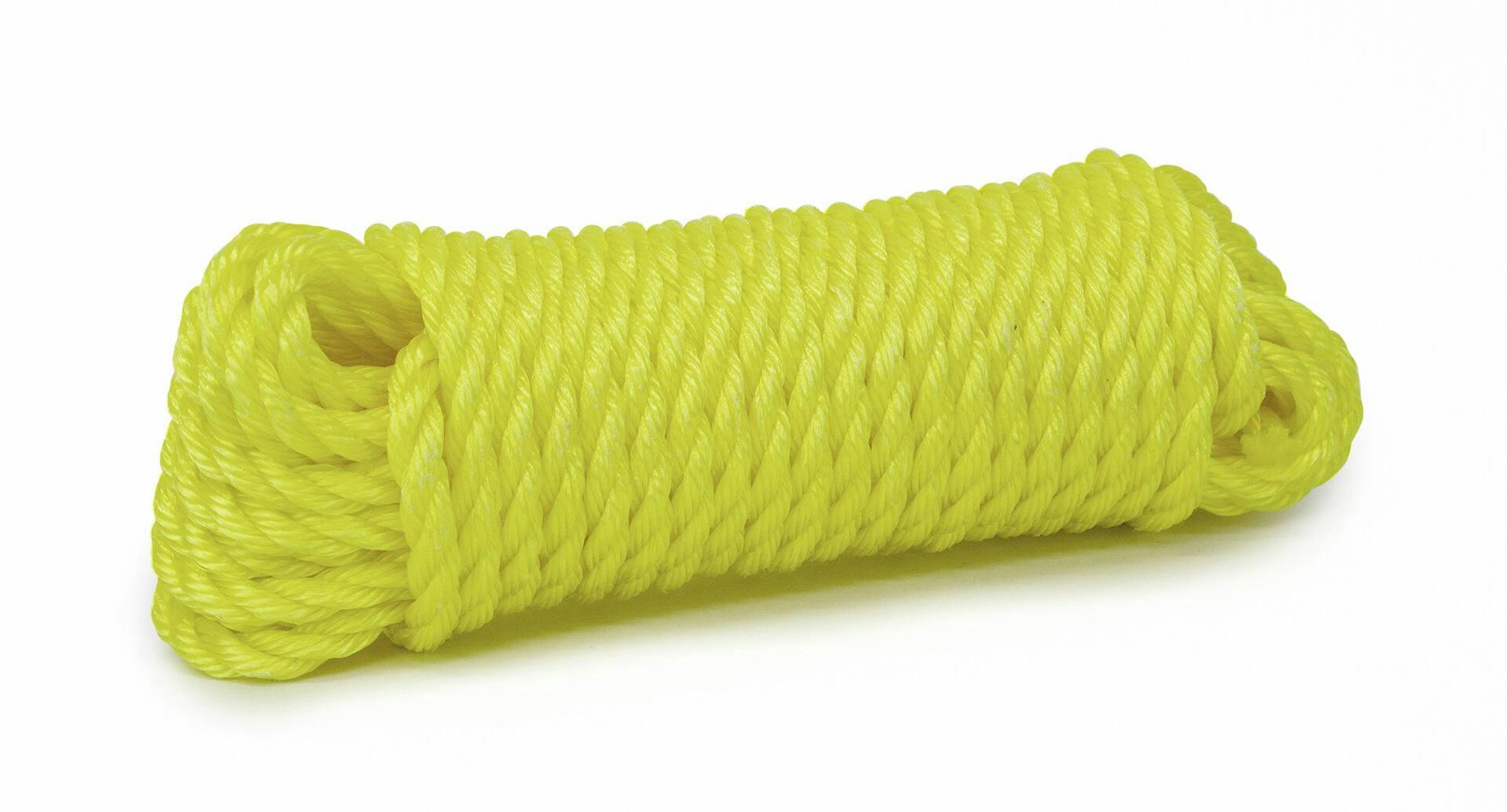 KingCord Polypropylene Twisted Rope, Abrasion Resistance, SWL-420-lbs, Yellow, 1/2-in x 50-ft