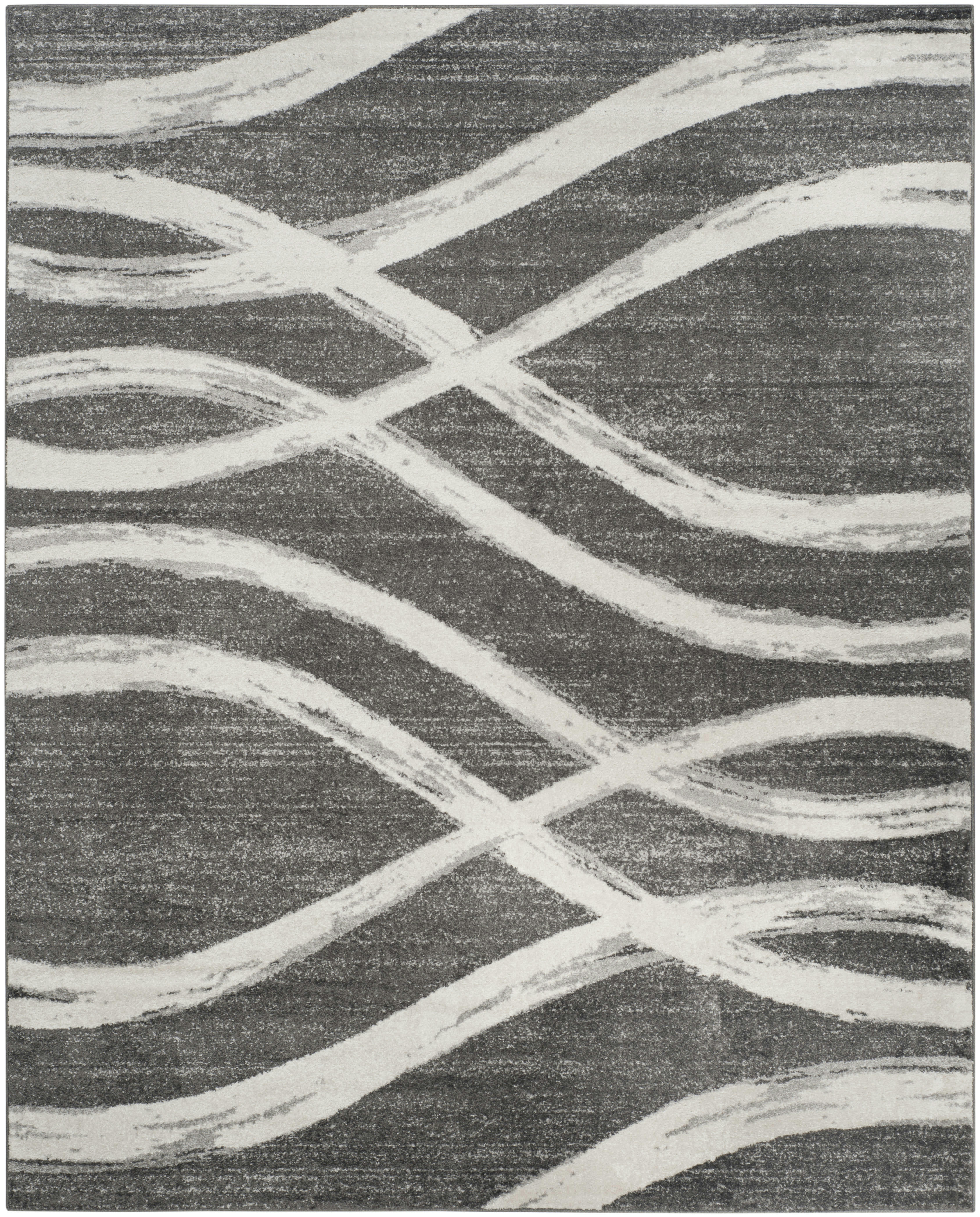 ADIRONDACK - Tapis de salon interieur en gris charbon & ivoire, 183 x 274 cm