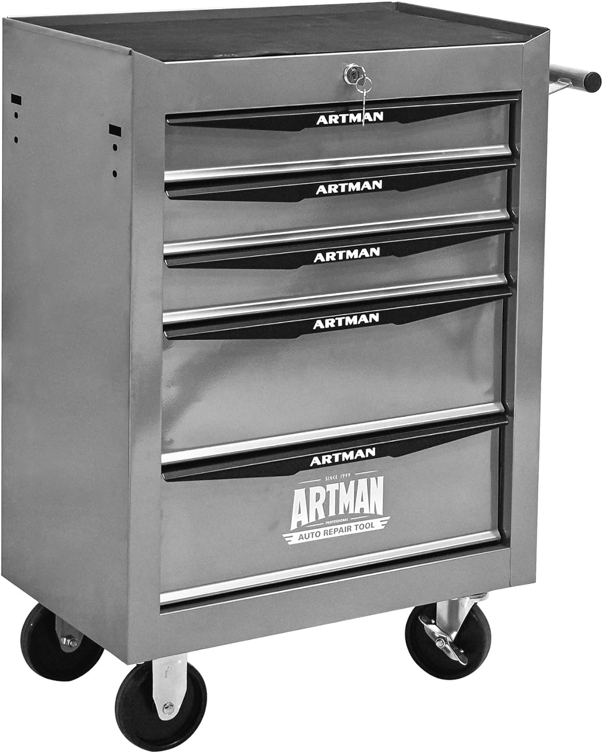 5 Drawer Rolling Tool Cart on Wheels, Multifunctional Mobile Metal Tool Chest, Drawers Rolling Trolley Organizer Tool Box for Repair Shop,Warehouse,Garage,Workshop (5 Drawers-30.5H-Silver)