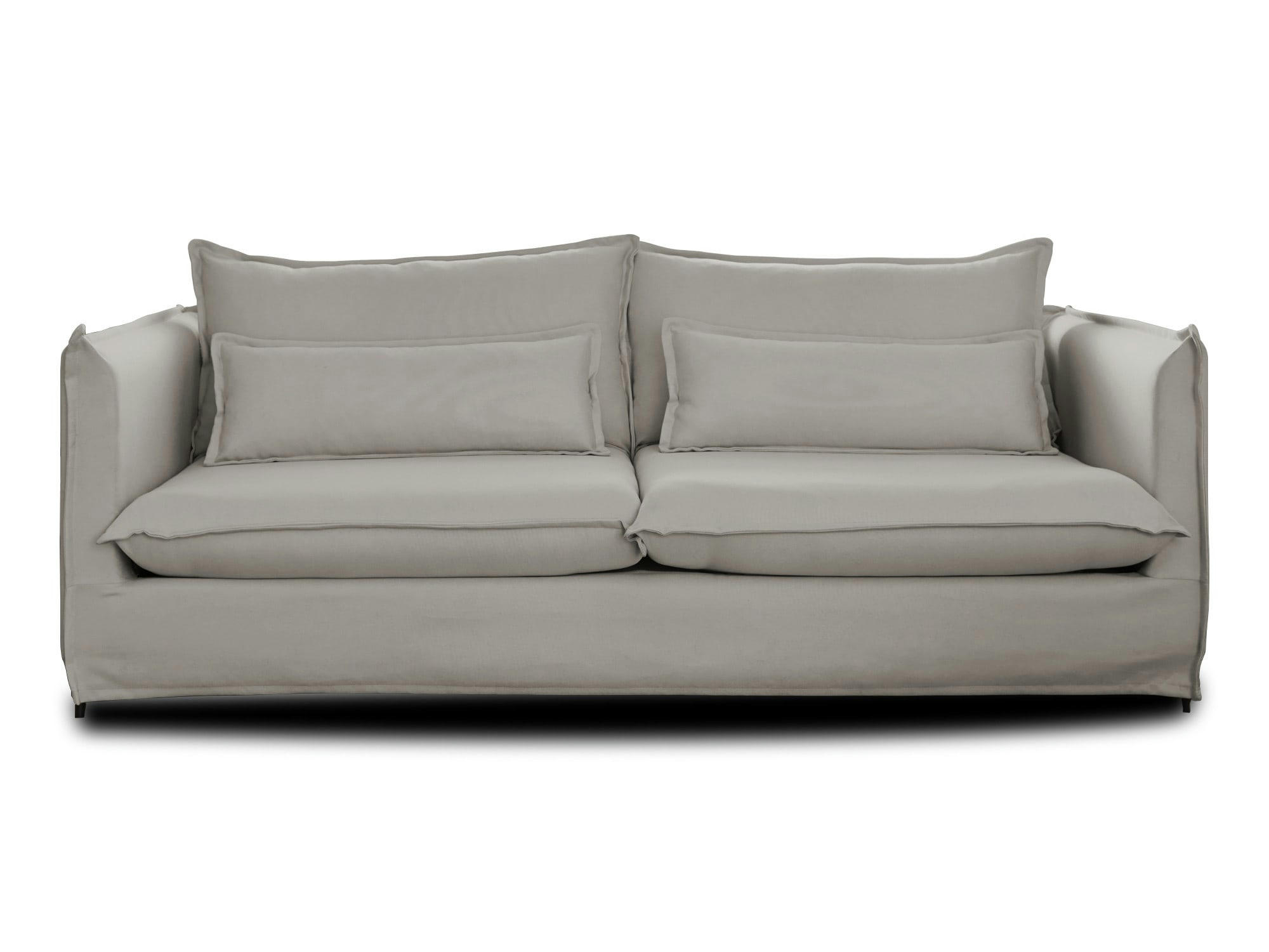 ADRIANN - Canapé droit 3 places en tissu gris clair