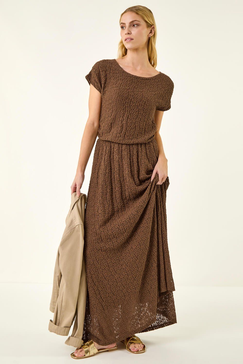 Roman Textured Floral Lace Maxi Dress