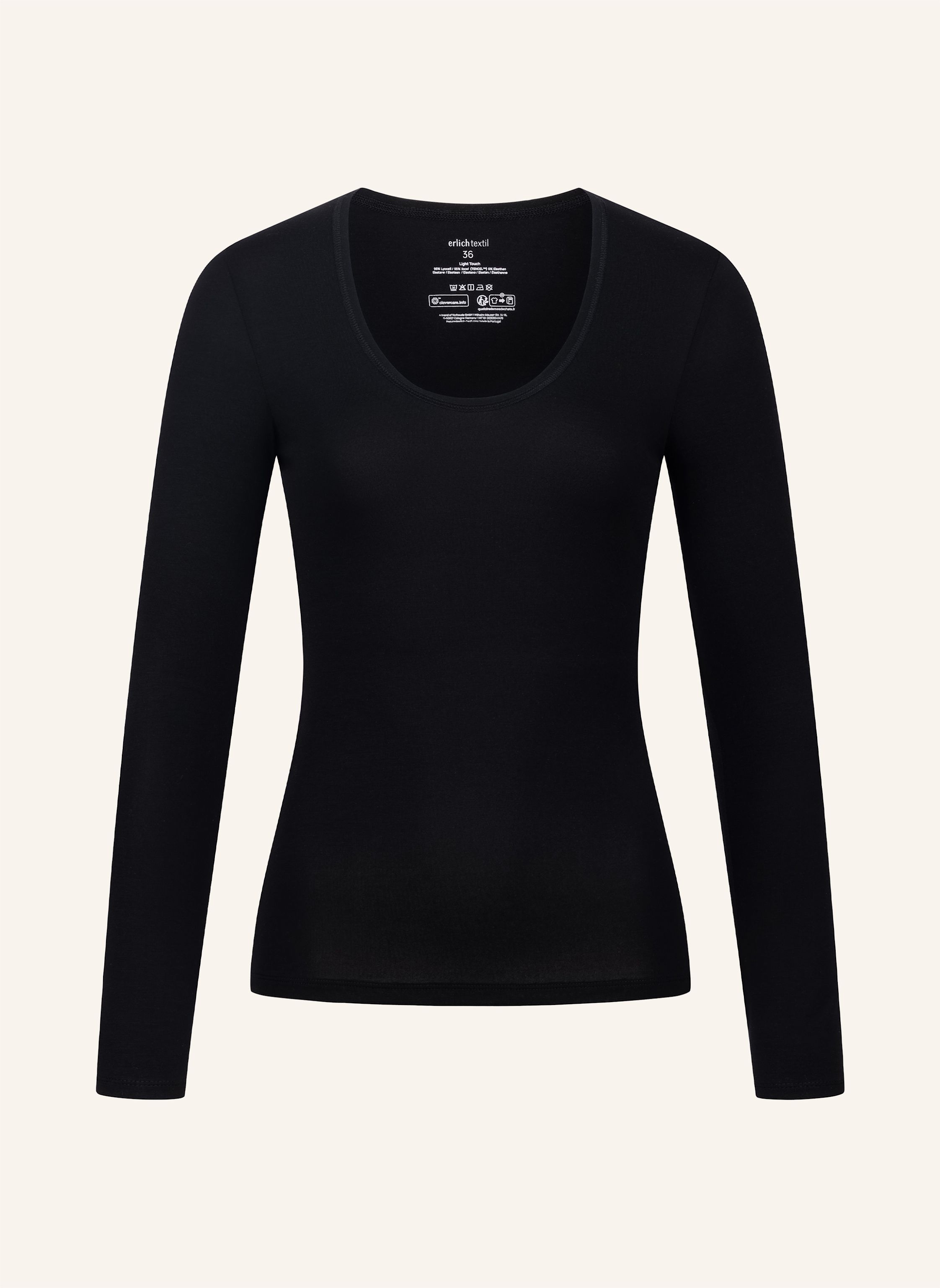 erlich textil Light Touch tiefausgeschnittenes Langarmshirt mit Lyocell - seidig weich