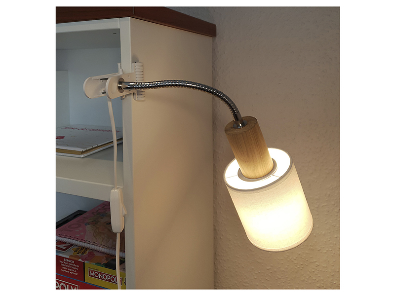 Lampka biurkowa Treehouse z klipsem biało-brązowa