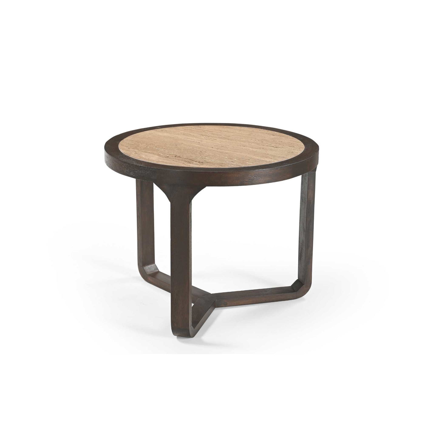 Starfurn Bijzettafel Morris - Rond Hout/Travertin - 60x60x48cm