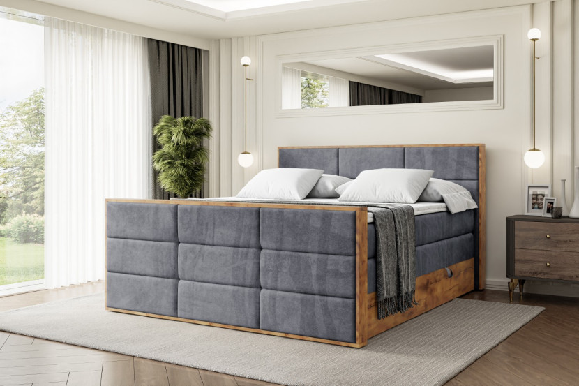 Łóżko kontynentalne z pojemnikiem i materacem H3|H4 LOLLI1-Z KING 120x200cm