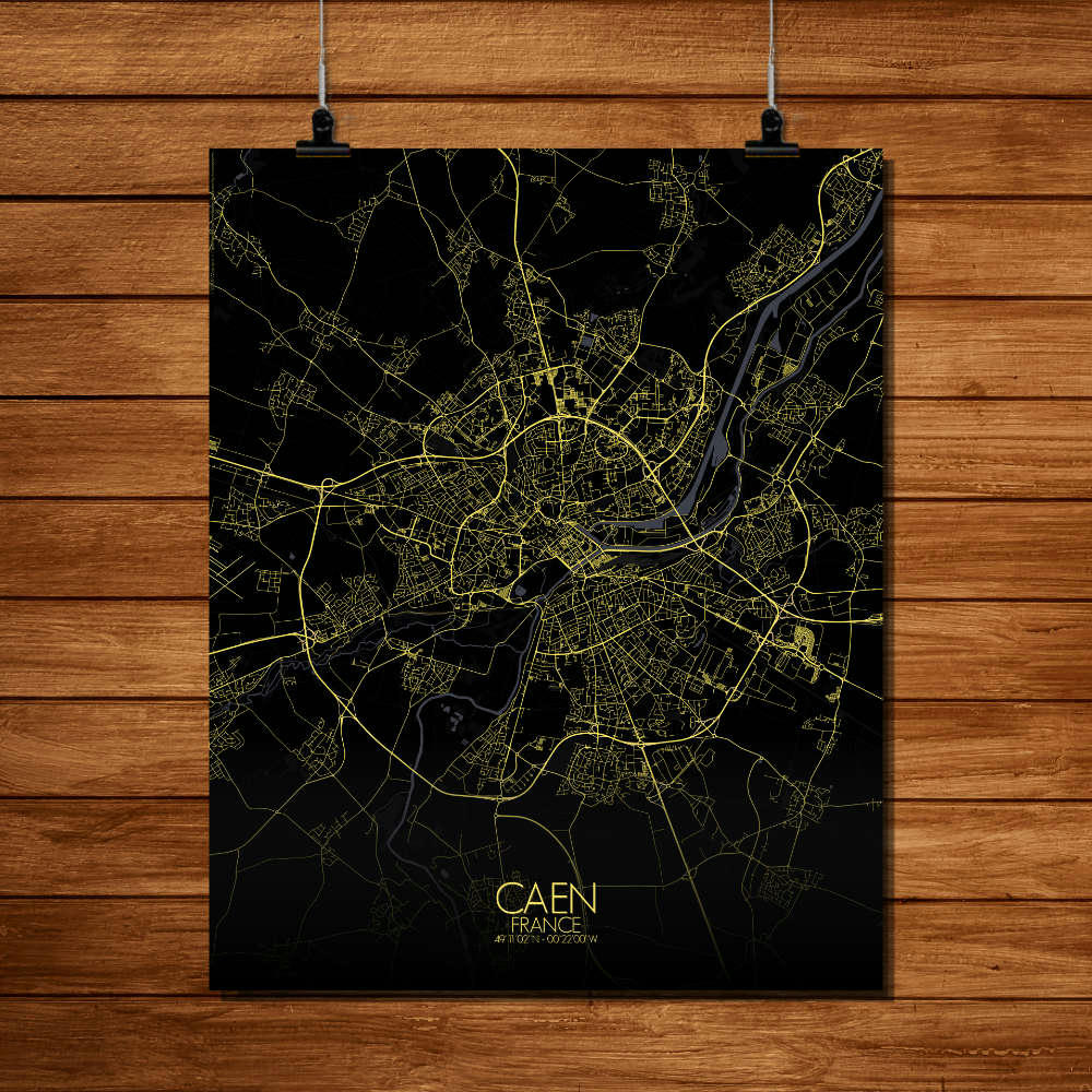 - Affiche Caen Carte Nuit 40x50