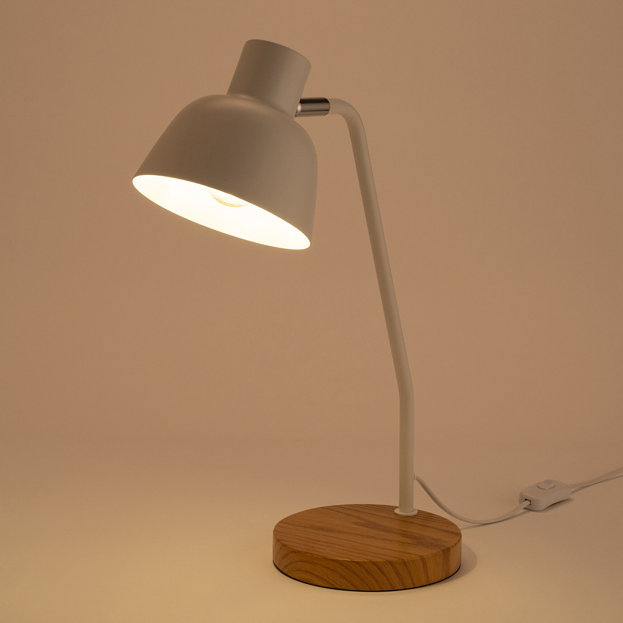LILA - Lampe à poser électrifiée en bois et métal D41,5cm - blanc