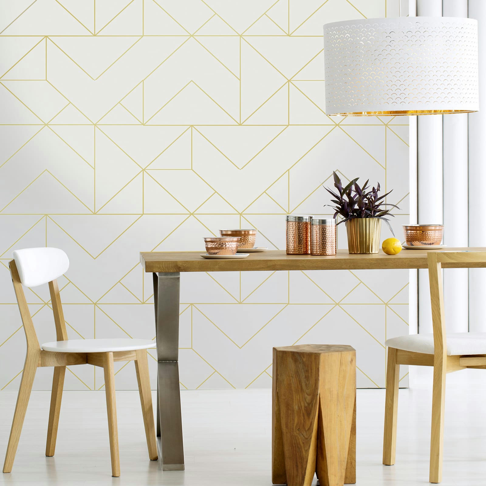 - papier peint géo linéaire or 1005x52cm