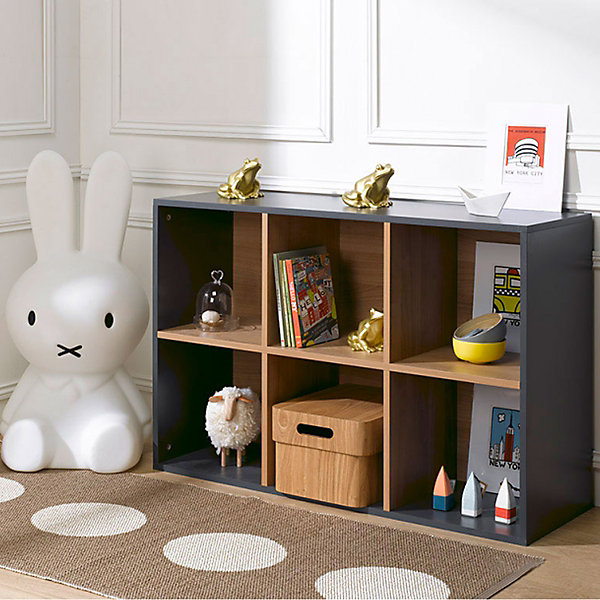 Bibliothèque enfant Junior Provence 6 cases - Gris