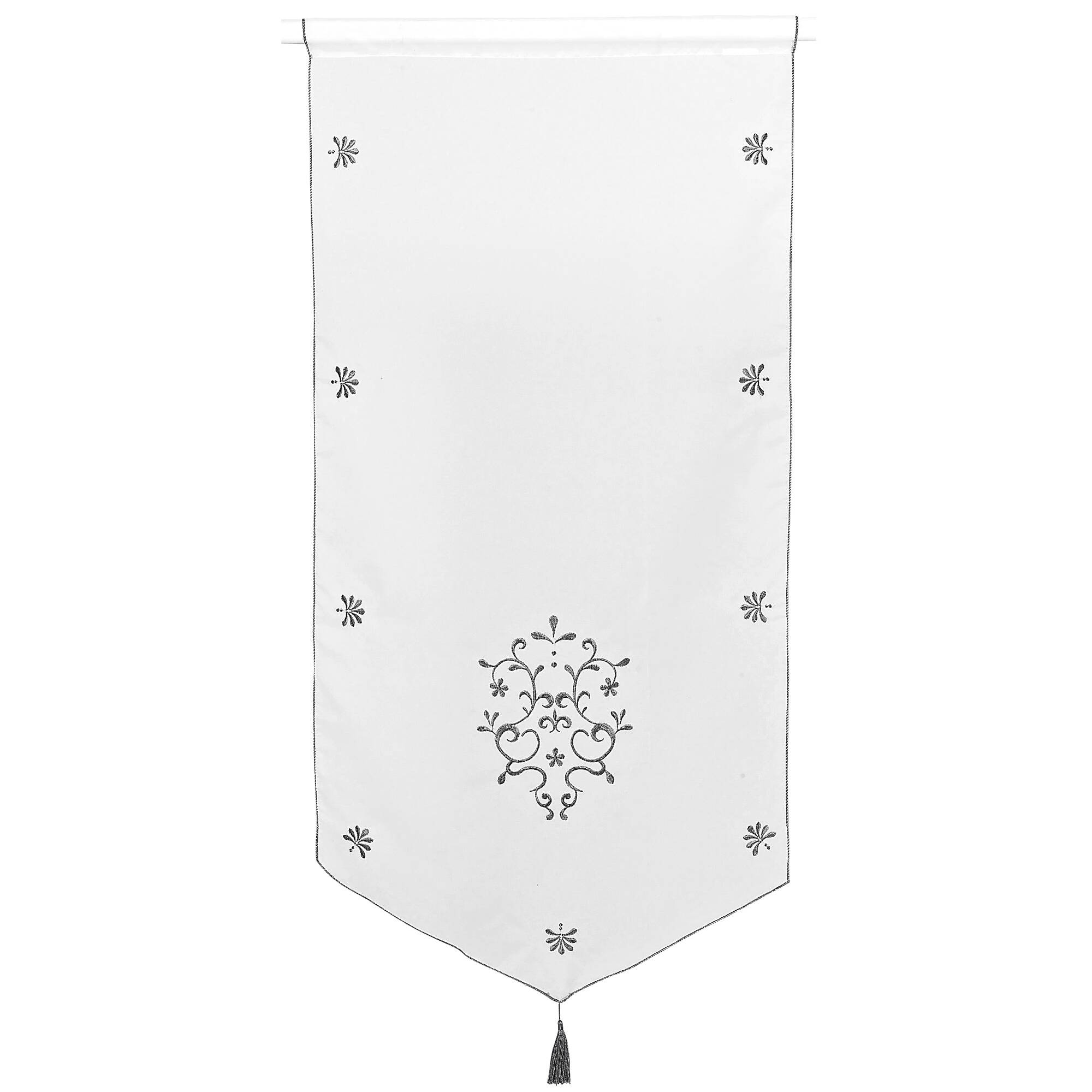 Vitrage pointe baroque brodé finition passe-tringle