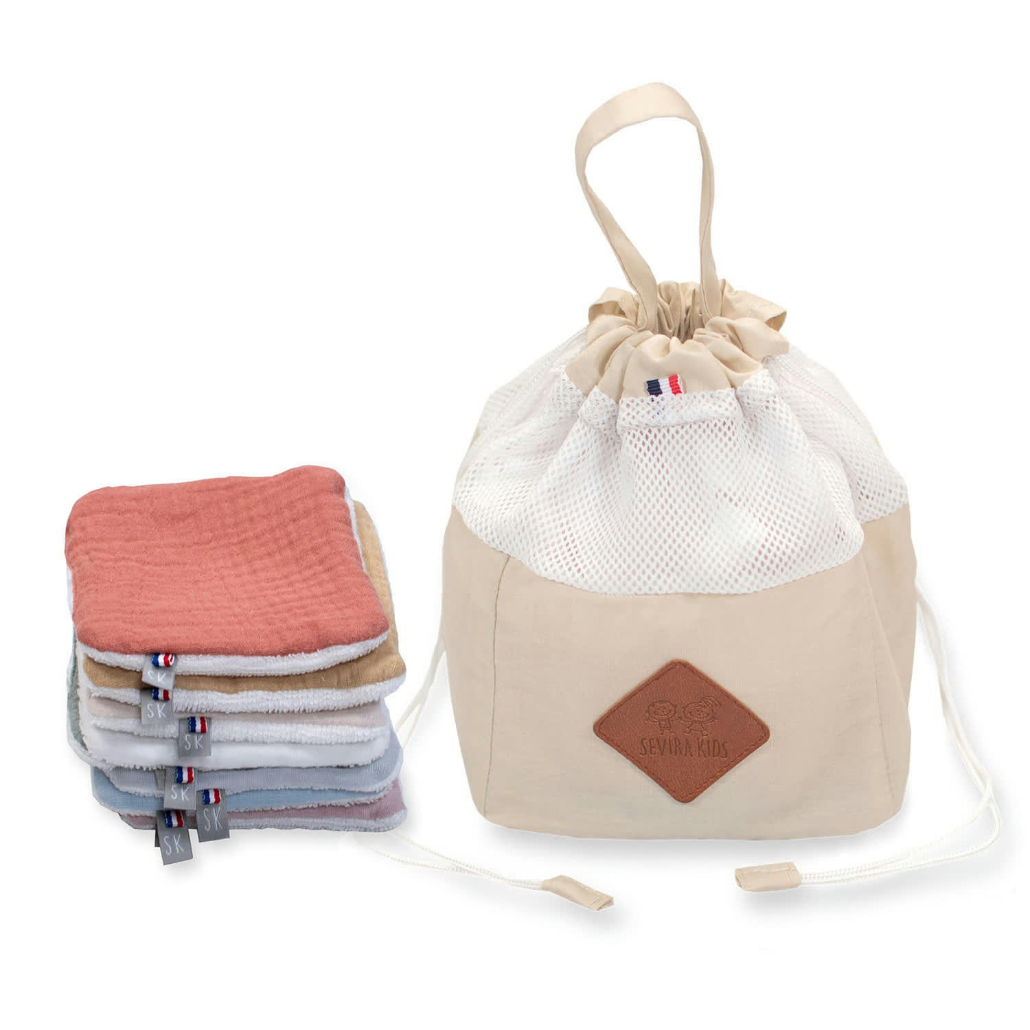 JEANNE - Pochon distributeur et 8 lingettes lavables