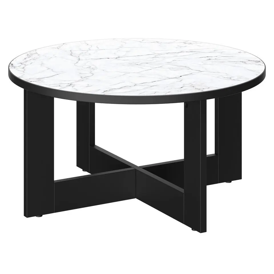 Diagone Ronde salontafel Adria - 82cm - Zwart/Marmerlook