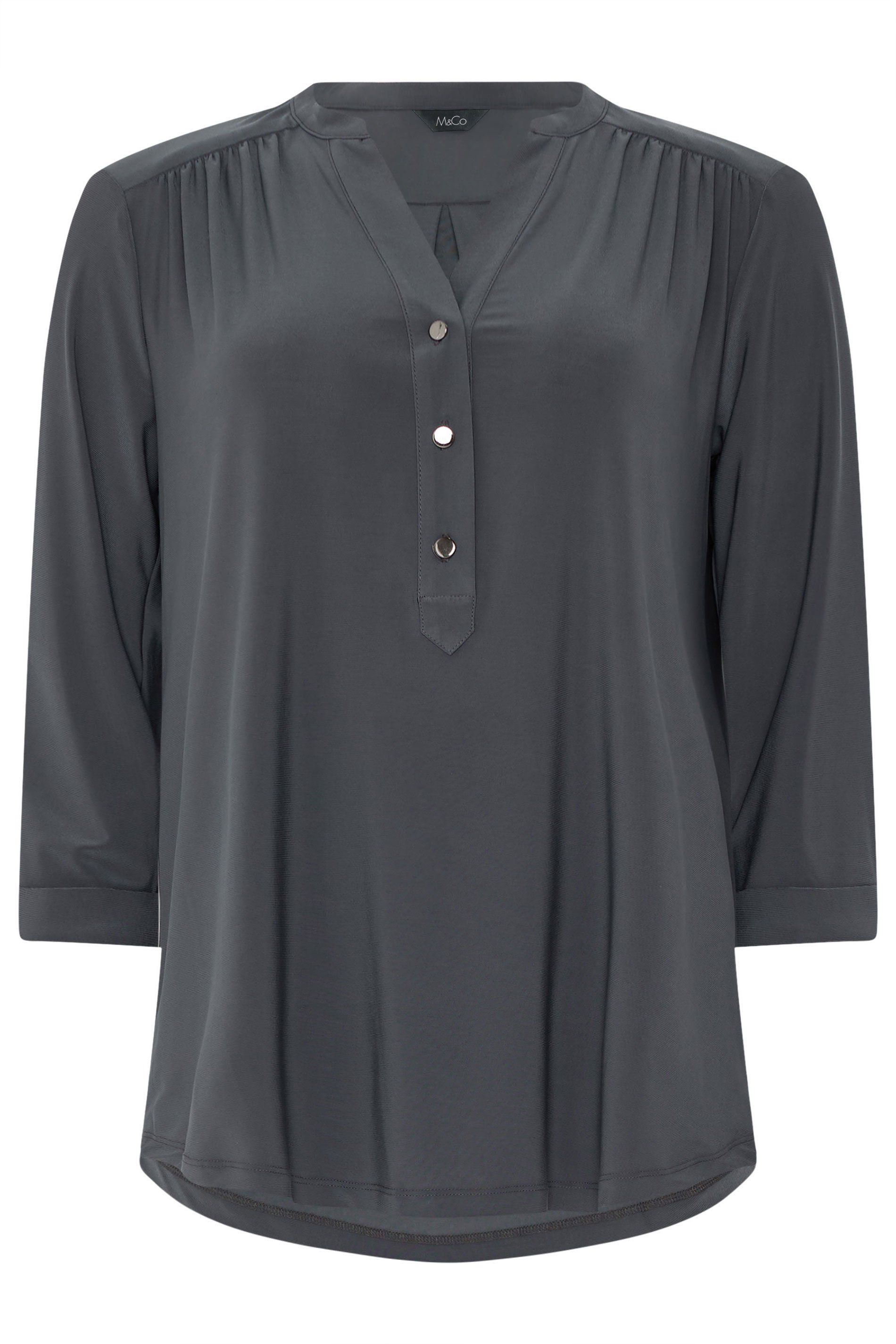 M&Co Half Placket Collarless Shirt
