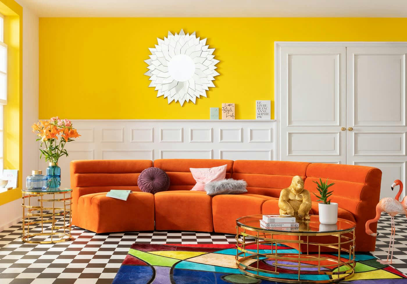 SUNFLOWER - Miroir en verre doré D120