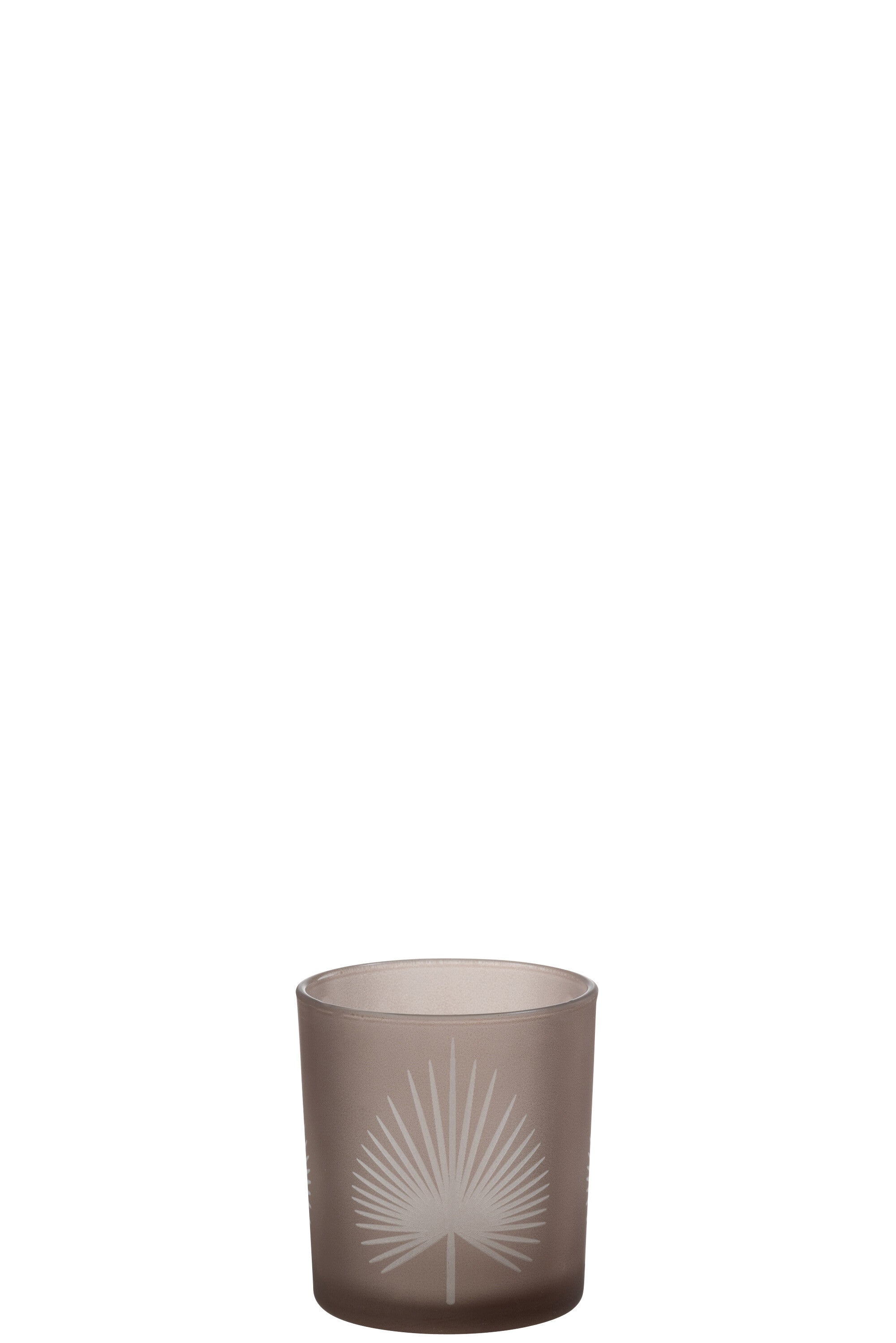 J-Line windlicht Palmblad - glas - beige - small - 6 stuks